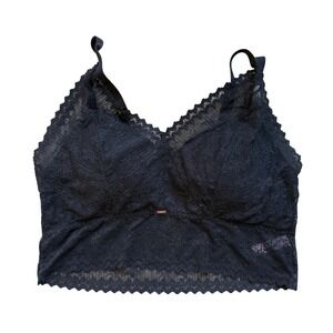 Black Lace Bralette Bralette Bra Wireless Padded Comfort Everyday Lingerie L/XL